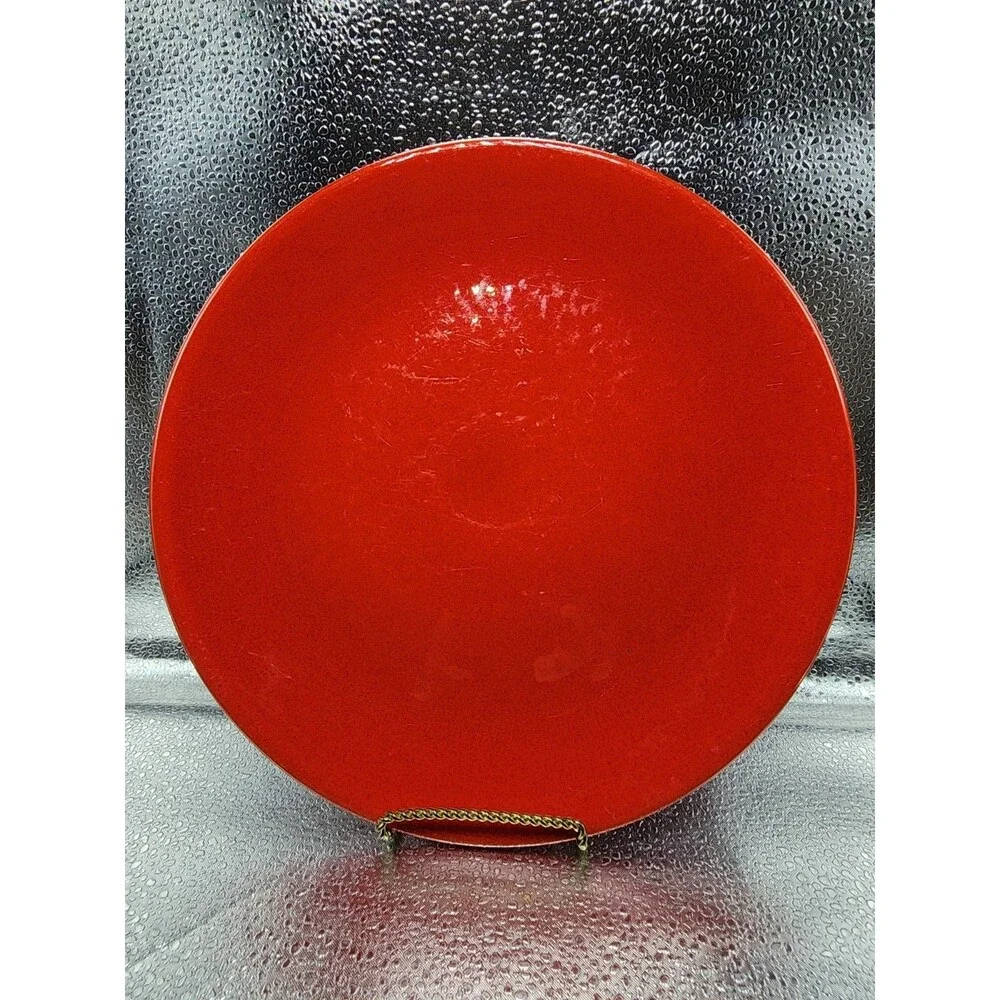 Crate & Barrel BRIGHT RED DINNER PLATE Made in BRAZIL (Set of 2)